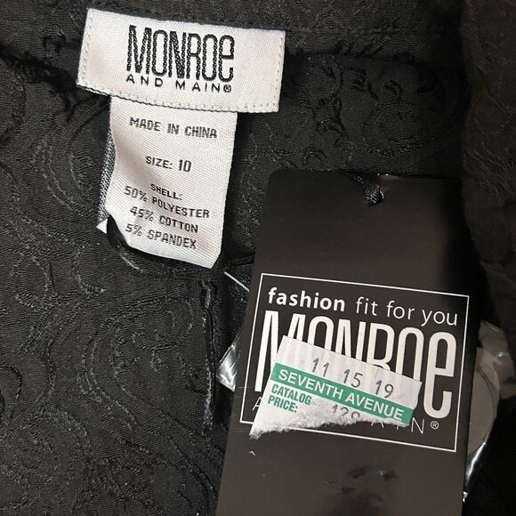 Monroe & Main Jacquard Black Suit Business Office Dinner Party Blazer Skirt Set - Picture 13 of 16